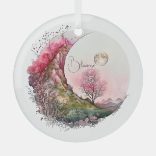 Create Your Own Pink Moon Landscape Glass Ornament