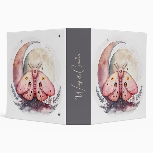 Create Your Own Pink Moon Moth & Flowers 3 Ring Binder (Background)
