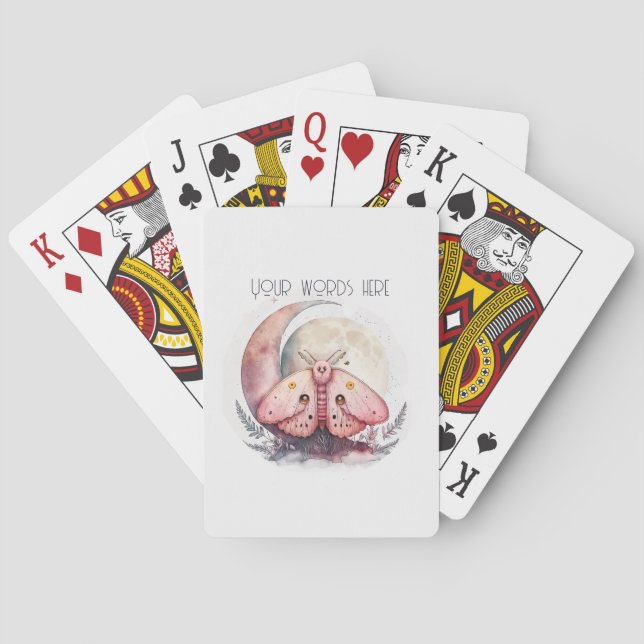 Create Your Own Pink Moon Moth Poker Cards