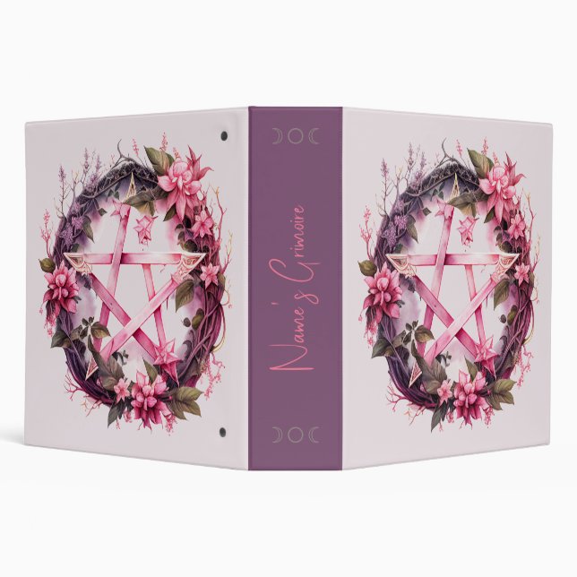 Create Your Own Pink Pentacle  3 Ring Binder (Background)