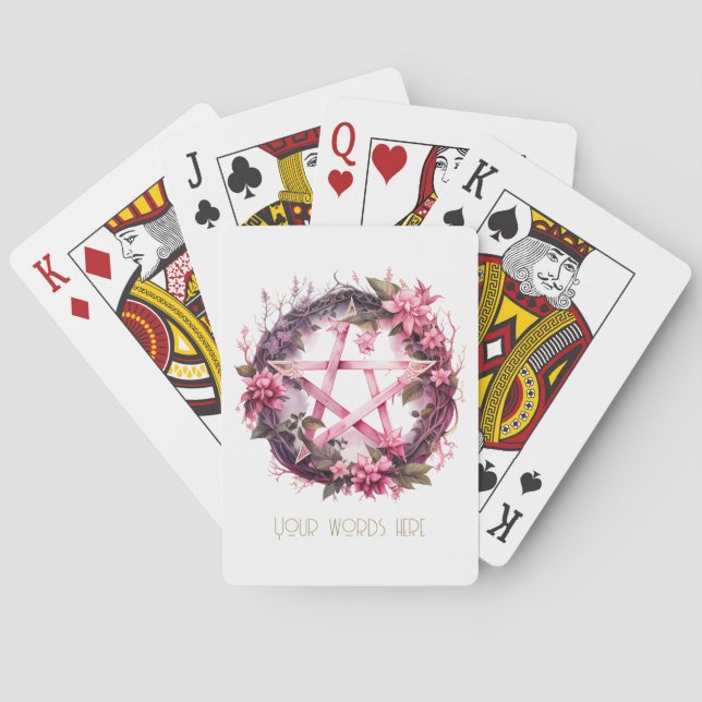 Create Your Own Pink Pentacle Flowers Poker Cards (Back)