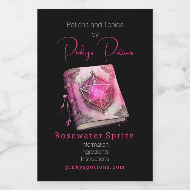 Create Your Own Pink Pentacle Grimoire Apothecary  Food Label (Single Label)