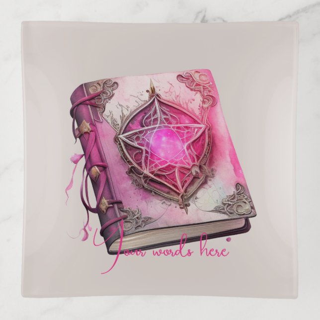 Create Your Own Pink Pentacle Grimoire Trinket Tray (Front)