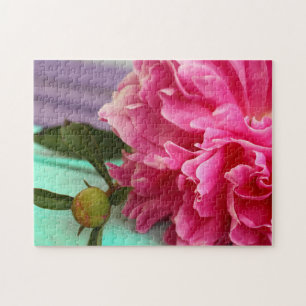 Create Your Own Pink Peony Flower Botanical Jigsaw Puzzle