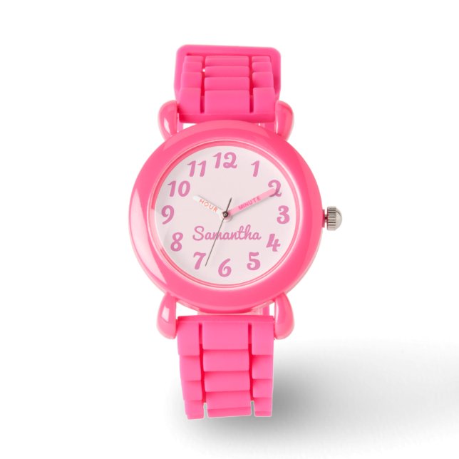 Create Your Own Pink Personalized Solid Color Watch (Front)