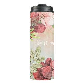 Create Your Own Pink & Red Flowers Floral Thermal Tumbler