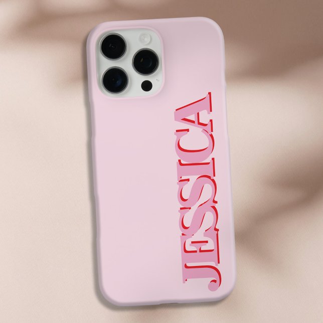 Create Your Own Pink Red Name Monogram Case-Mate iPhone Case (Creator Uploaded)