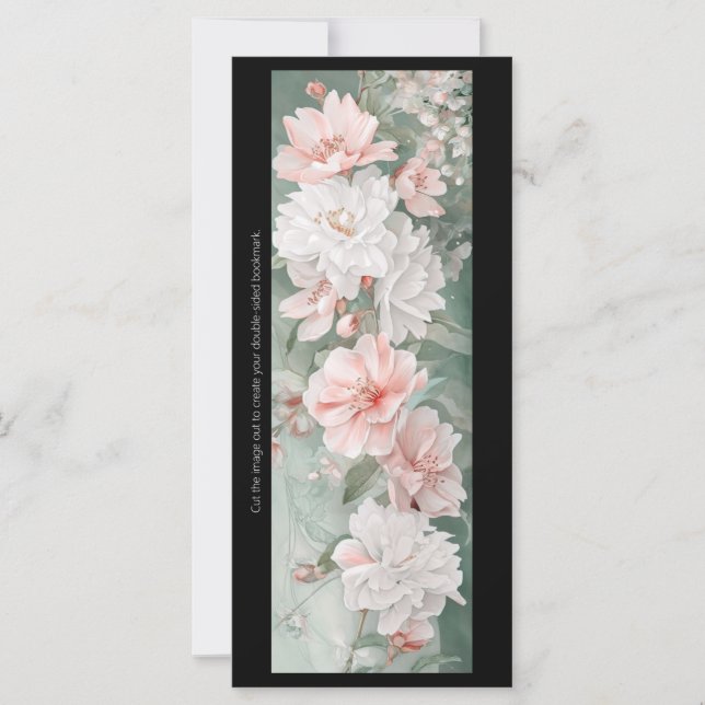 Create Your Own Pink & White Flowers Bookmark Card (Front)