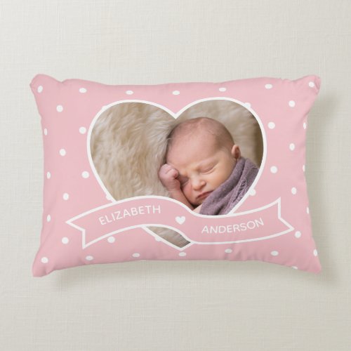 Create your own pink  white polka dots baby photo accent pillow