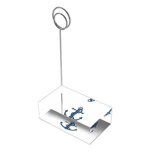 Create your own  Plaid tartan blue anchor Place Card Holder