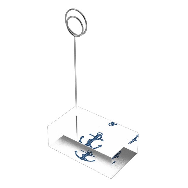 Create your own | Plaid tartan blue anchor Place Card Holder (Corner)