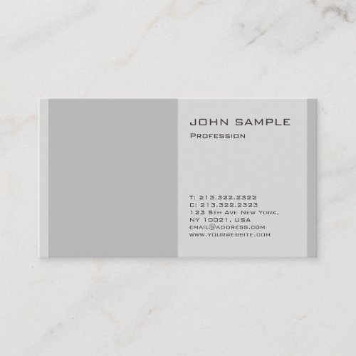 Create Your Own Plain Modern Professional Grey Business Card