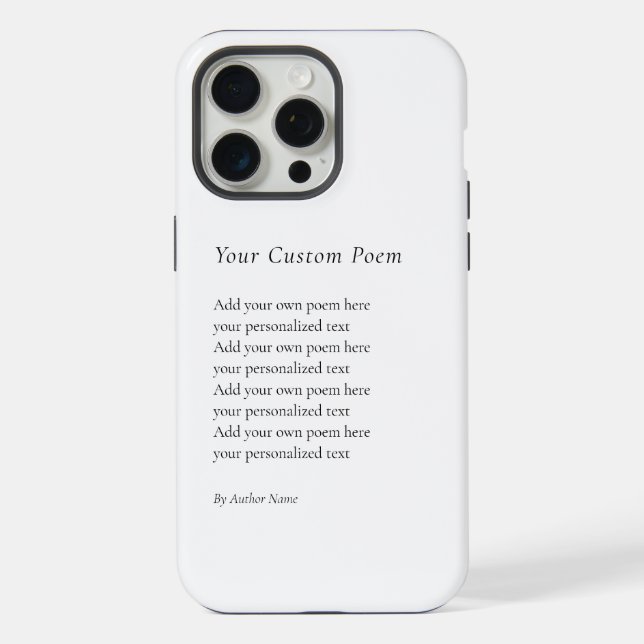 Create Your Own Poem Iphone Case (Back)