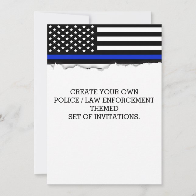 Create Your Own Police Flag Torn Out Look Custom Invitation (Front)