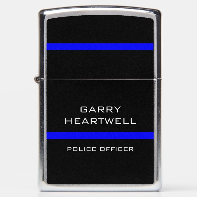 Create Your Own Police Thin Blue Line Zippo Lighter (Front)