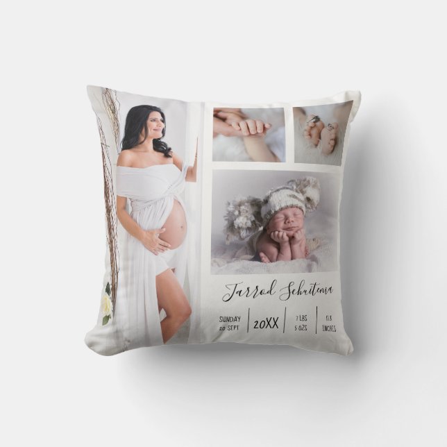 Create Your Own Pregnancy and Baby Boy Photo Throw Pillow (Front)