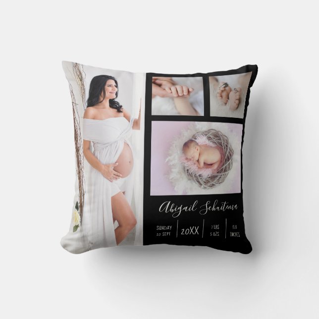 Create Your Own Pregnancy and Baby Photo Keepsake Throw Pillow (Front)
