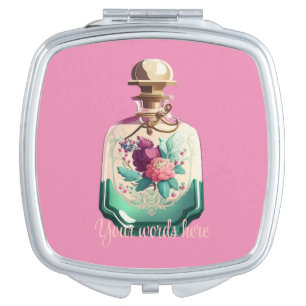 Create Your Own Pretty Peonies Perfume Bottle Compact Mirror