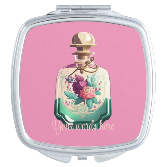 Create Your Own Pretty Peonies Perfume Bottle Compact Mirror (Front)