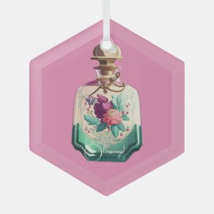 Create Your Own Pretty Peonies Perfume Bottle Glass Ornament