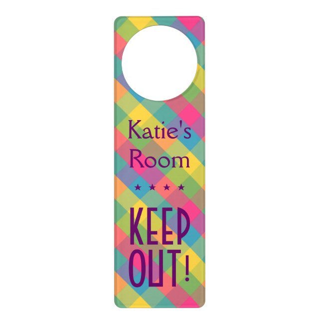Create your own: Pretty Plaid KEEP OUT! Doorhanger (Front)