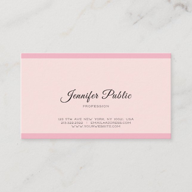 Create Your Own Professional Modern Elegant Pink Business Card (Front)