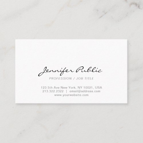 Create Your Own Professional Modern Elegant White Business Card