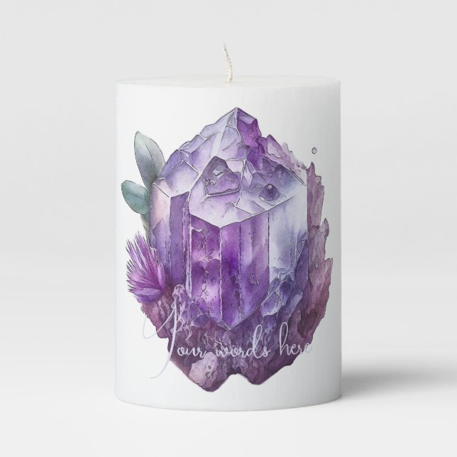 Create Your Own Purple Amethyst Crystals Pillar Candle (Front)