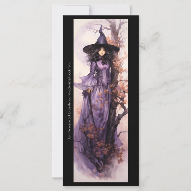 Create Your Own Purple Autumn Witch Bookmark (Front)