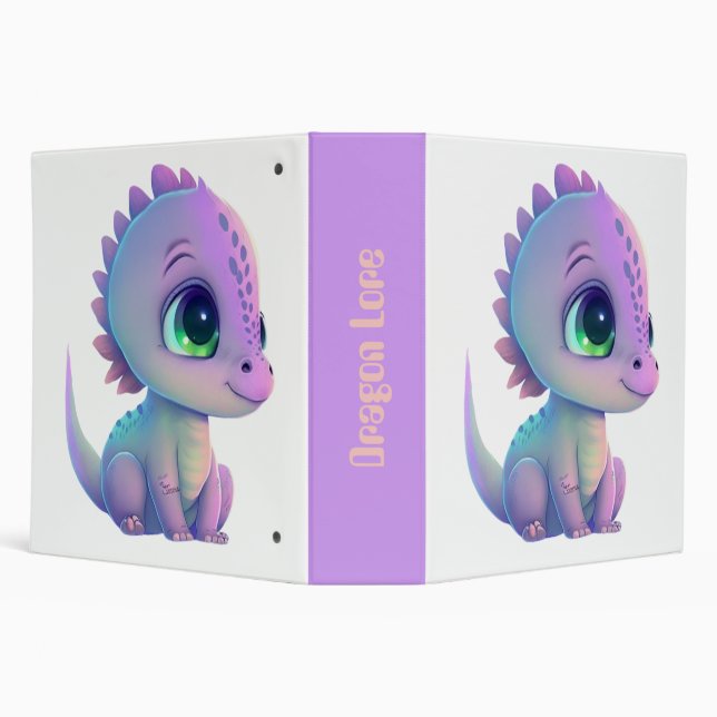 Create Your Own Purple Baby Dragon 3 Ring Binder (Background)