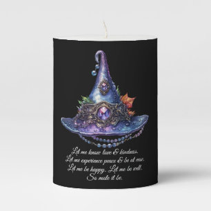 Create Your Own Purple Bejeweled Autumn Witch Hat Pillar Candle