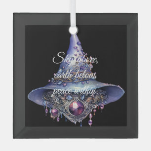 Create Your Own Purple Bejeweled Crystal Witch Hat Glass Ornament