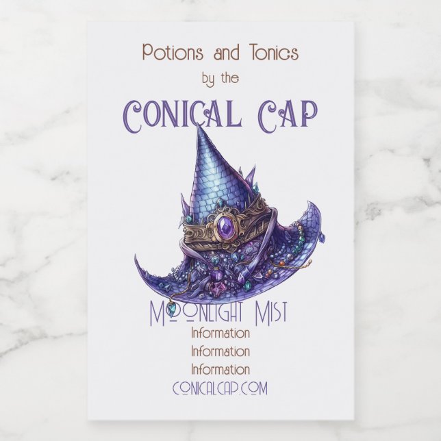Create Your Own Purple Bejeweled Dragon Witch Hat Wine Label