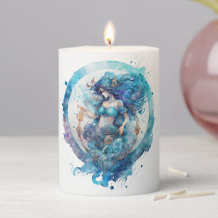 Create Your Own Purple & Blue Aquarius Zodiac Pillar Candle