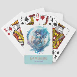 Create Your Own Purple & Blue Aquarius Zodiac Poker Cards