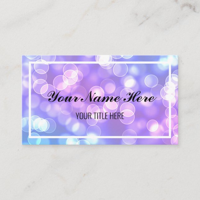 Create Your Own Purple & Blue Bokeh Business Card (Front)