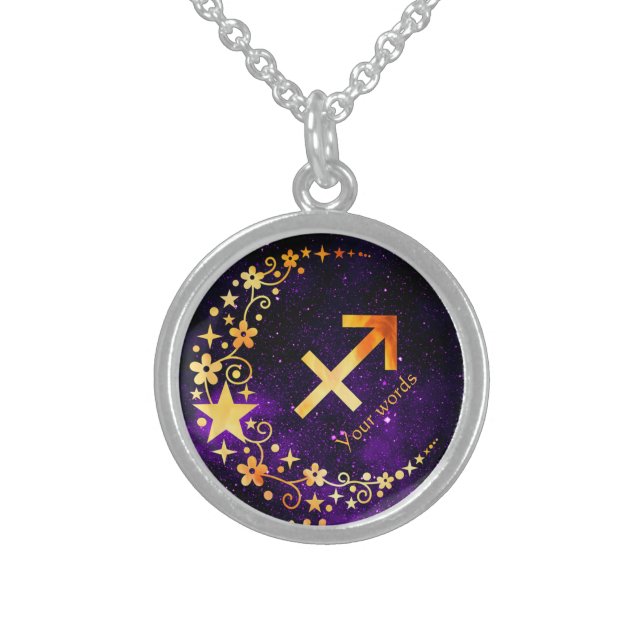 Create Your Own Purple Celestia Sagittarius Amulet Sterling Silver Necklace (Front)