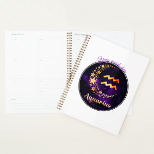 Create Your Own Purple Celestial Aquarius Zodiac Planner