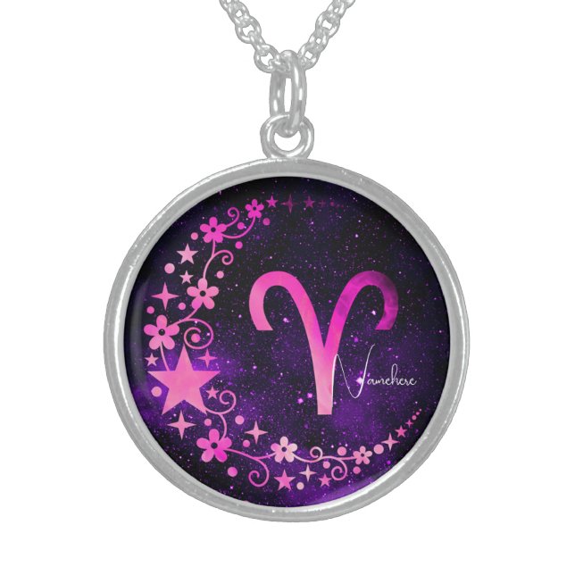 Create Your Own Purple Celestial Aries Amulet Sterling Silver Necklace (Front)