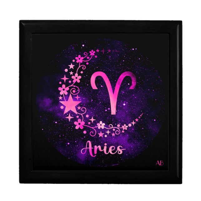 Create Your Own Purple Celestial Aries Zodiac Gift Box (Front)