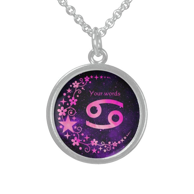Create Your Own Purple Celestial Cancer Amulet Sterling Silver Necklace (Front)