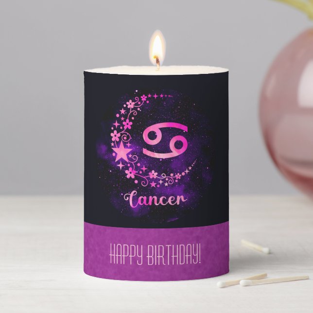 Create Your Own Purple Celestial Cancer Zodiac Pillar Candle (In Situ)