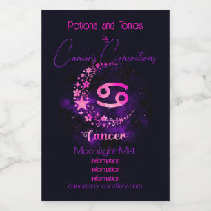 Create Your Own Purple Celestial Cancer Zodiac Wine Label