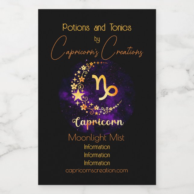Create Your Own Purple Celestial Capricorn Wine Label (Single Label)