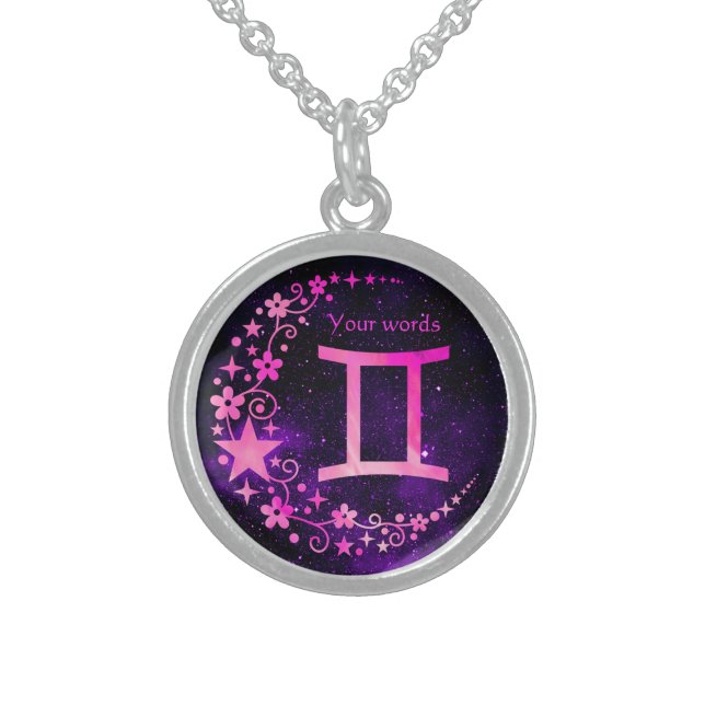 Create Your Own Purple Celestial Gemini Amulet Sterling Silver Necklace (Front)