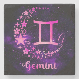 Create Your Own Purple Celestial Gemini Stone Coaster