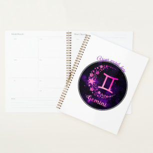 Create Your Own Purple Celestial Gemini Zodiac Planner