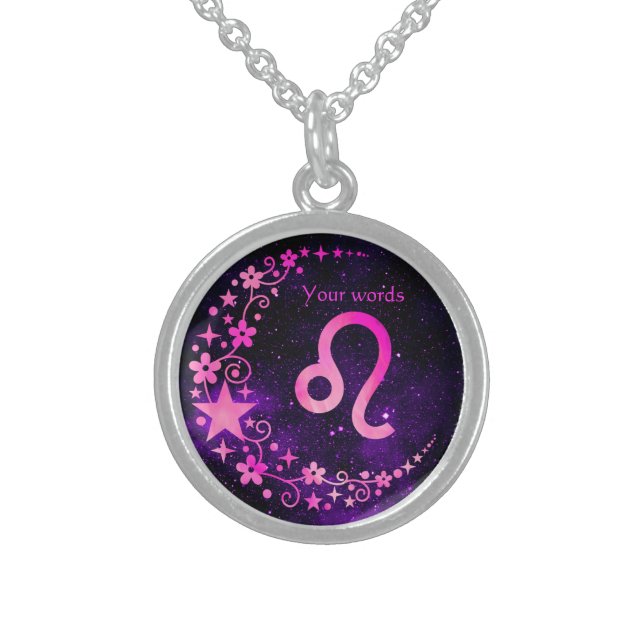 Create Your Own Purple Celestial Leo Amulet Sterling Silver Necklace (Front)