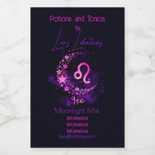 Create Your Own Purple Celestial Leo Zodiac Wine Label