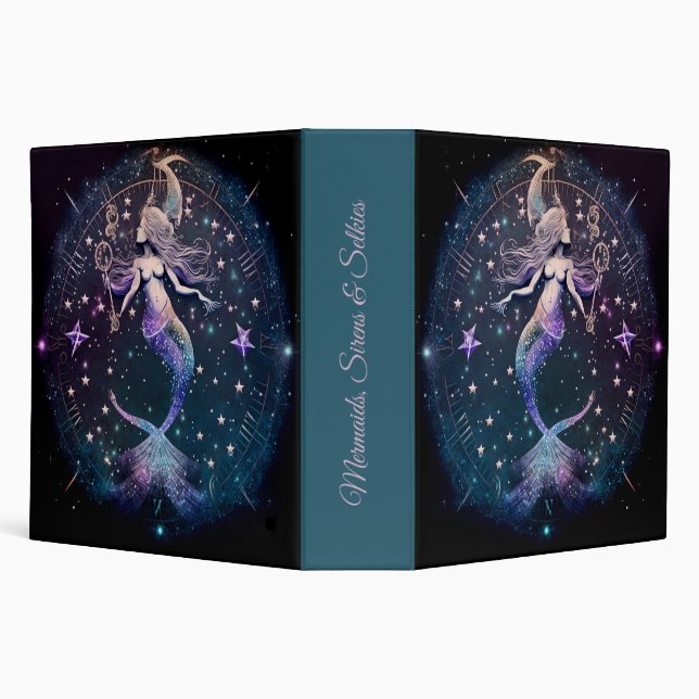 Create Your Own Purple Celestial Mermaid 3 Ring Binder (Background)